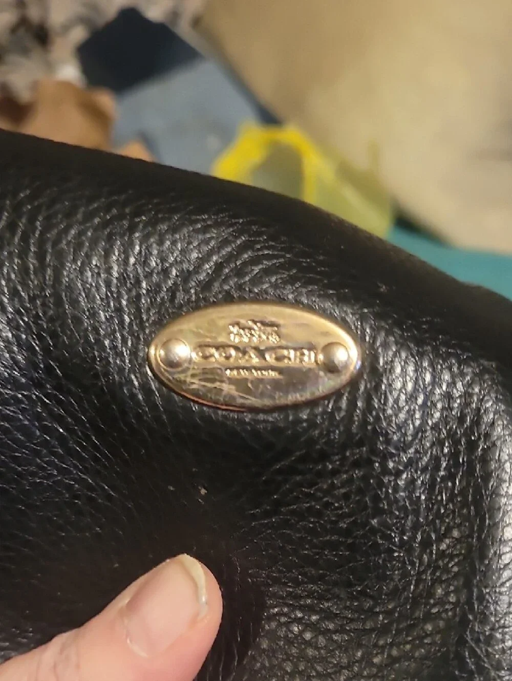 Coach Black Pebbled Leather Tote with Gold Hardware - Picture 3 of 6